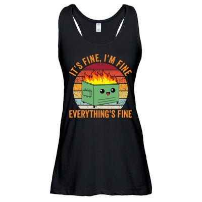 Its Fine Im Fine Everythings Fine Dumpster Fire Ladies Essential Flowy Tank