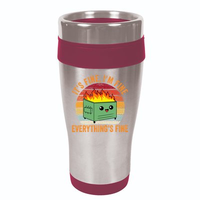 Its Fine Im Fine Everythings Fine Dumpster Fire 16oz Travel Tumbler