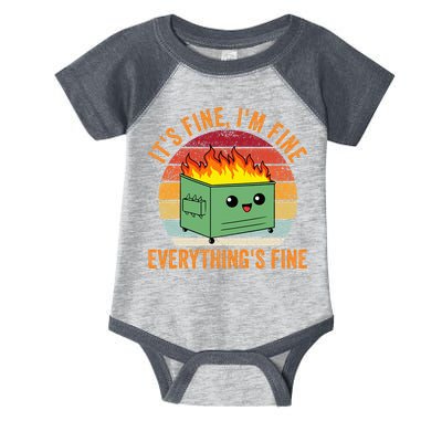 Its Fine Im Fine Everythings Fine Dumpster Fire Infant Baby Jersey Bodysuit