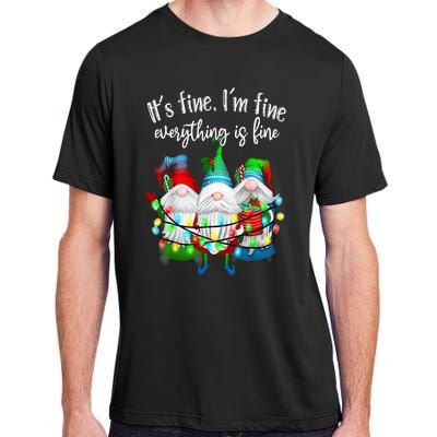 It's Fine I'm Fine Everything Is Fine Gnome Christmas Lights Adult ChromaSoft Performance T-Shirt