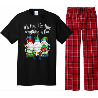 It's Fine I'm Fine Everything Is Fine Gnome Christmas Lights Pajama Set