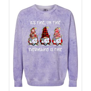 Its Fine IM Fine Everything Is Fine Gnome Christmas Lights Colorblast Crewneck Sweatshirt