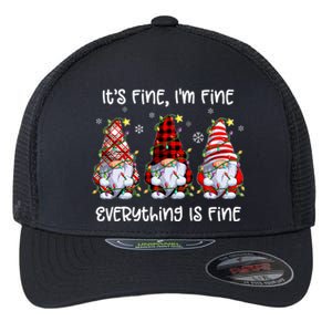 Its Fine IM Fine Everything Is Fine Gnome Christmas Lights Flexfit Unipanel Trucker Cap