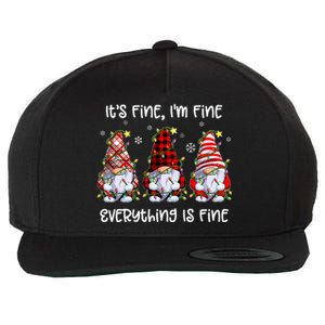 Its Fine IM Fine Everything Is Fine Gnome Christmas Lights Wool Snapback Cap