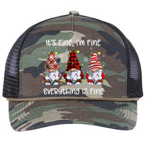 Its Fine IM Fine Everything Is Fine Gnome Christmas Lights Retro Rope Trucker Hat Cap