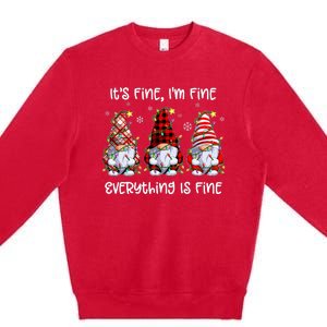 Its Fine IM Fine Everything Is Fine Gnome Christmas Lights Premium Crewneck Sweatshirt