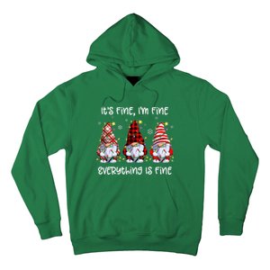 Its Fine IM Fine Everything Is Fine Gnome Christmas Lights Hoodie