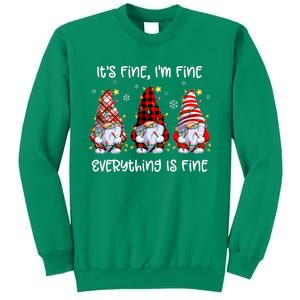 Its Fine IM Fine Everything Is Fine Gnome Christmas Lights Sweatshirt