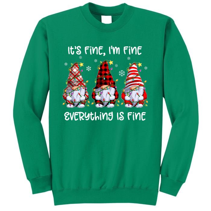 Its Fine IM Fine Everything Is Fine Gnome Christmas Lights Sweatshirt