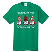 Its Fine IM Fine Everything Is Fine Gnome Christmas Lights Tall T-Shirt