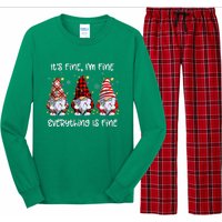 Its Fine IM Fine Everything Is Fine Gnome Christmas Lights Long Sleeve Pajama Set