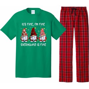 Its Fine IM Fine Everything Is Fine Gnome Christmas Lights Pajama Set