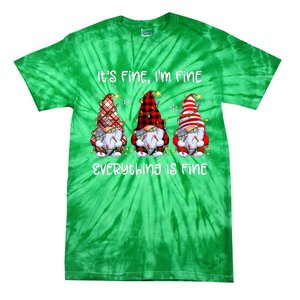 Its Fine IM Fine Everything Is Fine Gnome Christmas Lights Tie-Dye T-Shirt