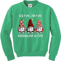 Its Fine IM Fine Everything Is Fine Gnome Christmas Lights Kids Sweatshirt