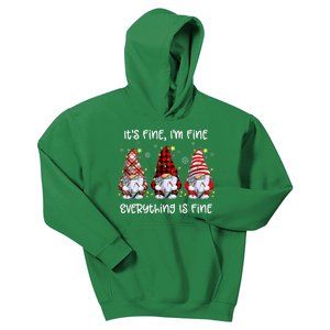 Its Fine IM Fine Everything Is Fine Gnome Christmas Lights Kids Hoodie