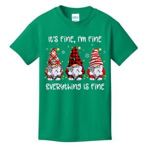 Its Fine IM Fine Everything Is Fine Gnome Christmas Lights Kids T-Shirt