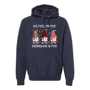 Its Fine IM Fine Everything Is Fine Gnome Christmas Lights Premium Hoodie