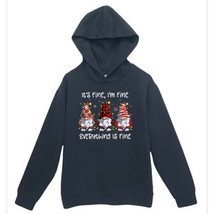 Its Fine IM Fine Everything Is Fine Gnome Christmas Lights Urban Pullover Hoodie