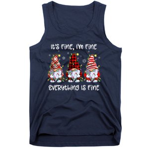 Its Fine IM Fine Everything Is Fine Gnome Christmas Lights Tank Top