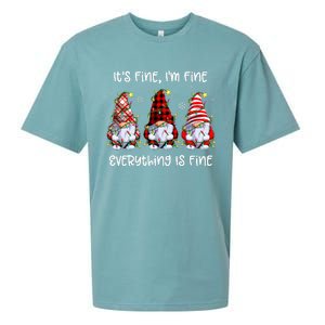 Its Fine IM Fine Everything Is Fine Gnome Christmas Lights Sueded Cloud Jersey T-Shirt