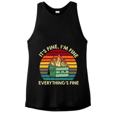 ItS Fine IM Fine EverythingS Fine Dumpster On Fire Ladies PosiCharge Tri-Blend Wicking Tank