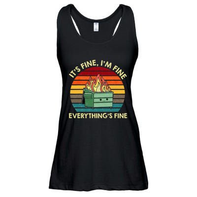 ItS Fine IM Fine EverythingS Fine Dumpster On Fire Ladies Essential Flowy Tank