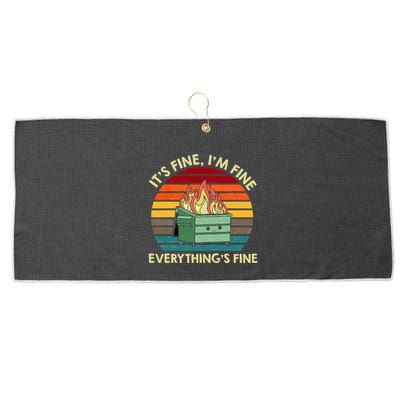 ItS Fine IM Fine EverythingS Fine Dumpster On Fire Large Microfiber Waffle Golf Towel