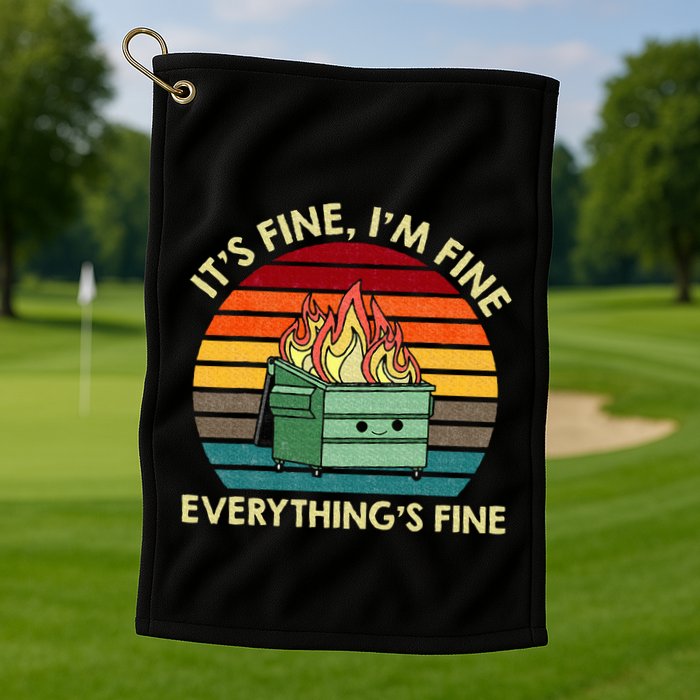 ItS Fine IM Fine EverythingS Fine Dumpster On Fire Golf Towel