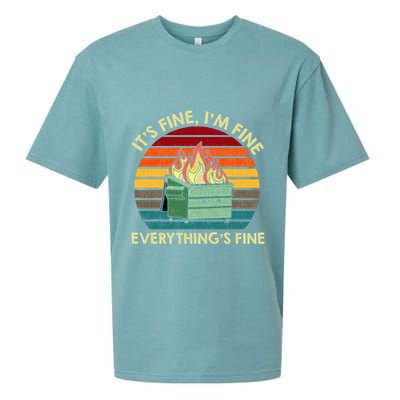 ItS Fine IM Fine EverythingS Fine Dumpster On Fire Sueded Cloud Jersey T-Shirt