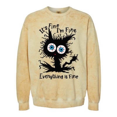 It's Fine I'm Fine Everything Is Fine Cat Colorblast Crewneck Sweatshirt