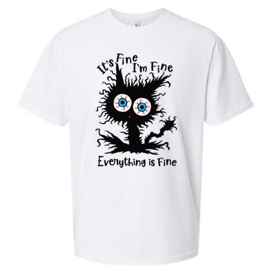 It's Fine I'm Fine Everything Is Fine Cat Sueded Cloud Jersey T-Shirt