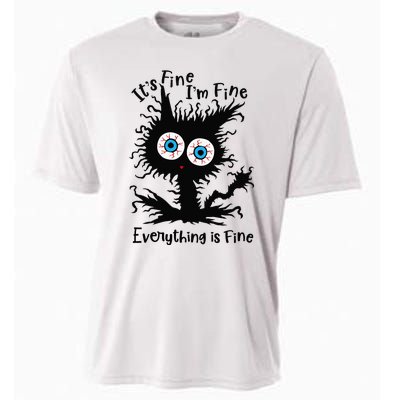 It's Fine I'm Fine Everything Is Fine Cat Cooling Performance Crew T-Shirt