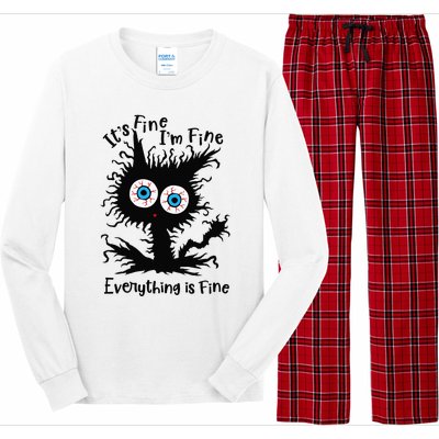 It's Fine I'm Fine Everything Is Fine Cat Long Sleeve Pajama Set