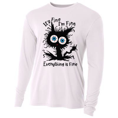 It's Fine I'm Fine Everything Is Fine Cat Cooling Performance Long Sleeve Crew