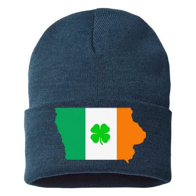 Irish Flag Iowa State Map St Patrick's Day Sustainable Knit Beanie