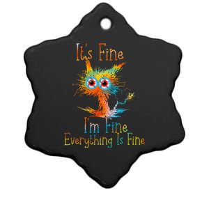 It's Fine I'm Fine Everything Is Fine Funny Black Cat Quote Ceramic Star Ornament