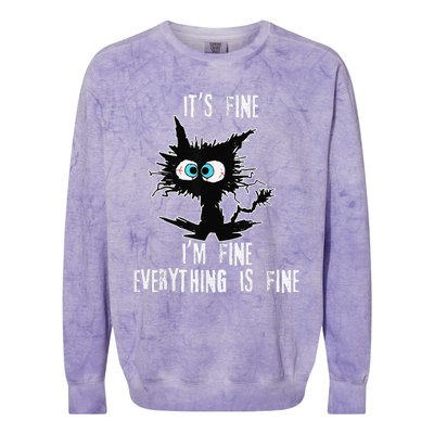 It's Fine I'm Fine Everything Is Fine Funny cat fathers day Colorblast Crewneck Sweatshirt