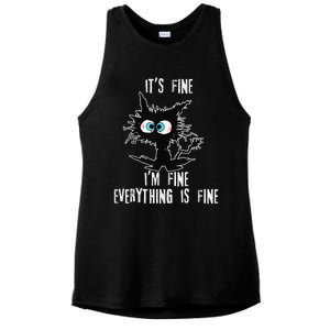 It's Fine I'm Fine Everything Is Fine Funny cat fathers day Ladies PosiCharge Tri-Blend Wicking Tank