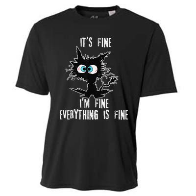 It's Fine I'm Fine Everything Is Fine Funny cat fathers day Cooling Performance Crew T-Shirt