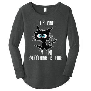 It's Fine I'm Fine Everything Is Fine Funny cat fathers day Women's Perfect Tri Tunic Long Sleeve Shirt