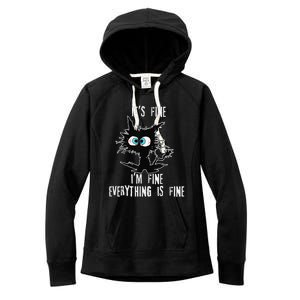 It's Fine I'm Fine Everything Is Fine Funny cat fathers day Women's Fleece Hoodie