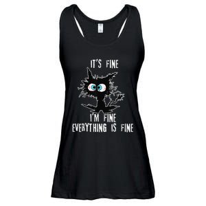 It's Fine I'm Fine Everything Is Fine Funny cat fathers day Ladies Essential Flowy Tank