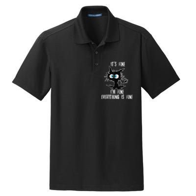 It's Fine I'm Fine Everything Is Fine Funny cat fathers day Dry Zone Grid Polo