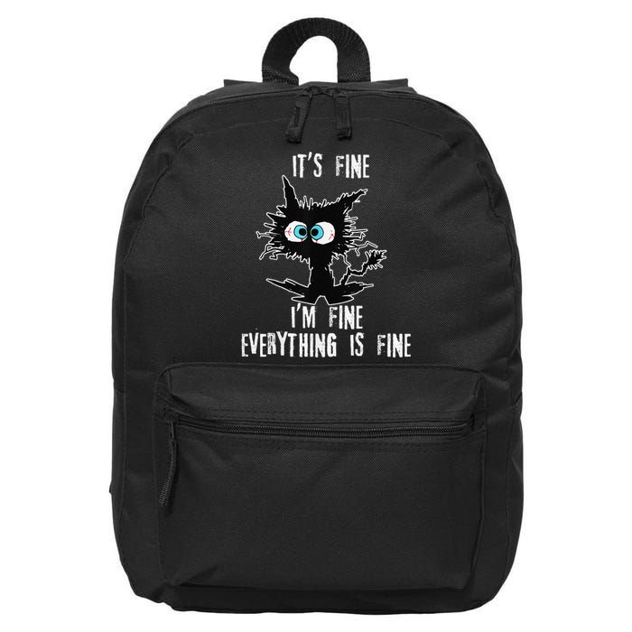 It's Fine I'm Fine Everything Is Fine Funny cat fathers day 16 in Basic Backpack