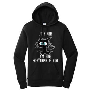 It's Fine I'm Fine Everything Is Fine Funny cat fathers day Women's Pullover Hoodie