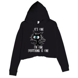 It's Fine I'm Fine Everything Is Fine Funny cat fathers day Crop Fleece Hoodie