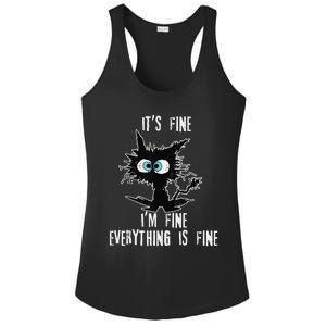 It's Fine I'm Fine Everything Is Fine Funny cat fathers day Ladies PosiCharge Competitor Racerback Tank