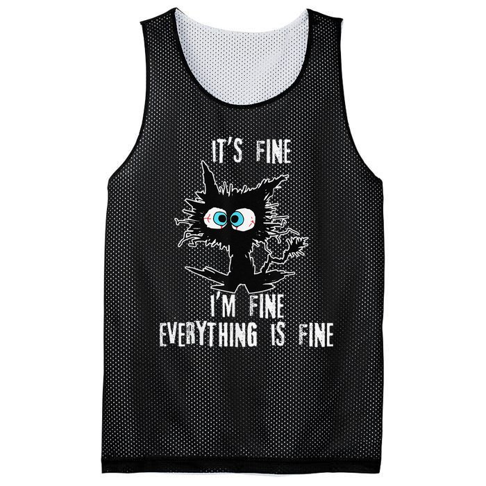 It's Fine I'm Fine Everything Is Fine Funny cat fathers day Mesh Reversible Basketball Jersey Tank