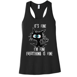 It's Fine I'm Fine Everything Is Fine Funny cat fathers day Women's Racerback Tank