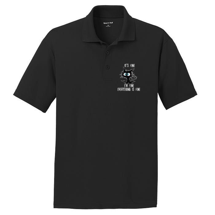 It's Fine I'm Fine Everything Is Fine Funny cat fathers day PosiCharge RacerMesh Polo